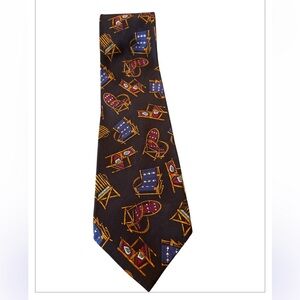 STRUCTURE 100% Silk Tie - Navy Blue Novelty Print with different style